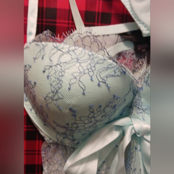 Never worn Victoria Secret blue split front baby doll lingerie size 36C 2 piece - Picture 2 of 11